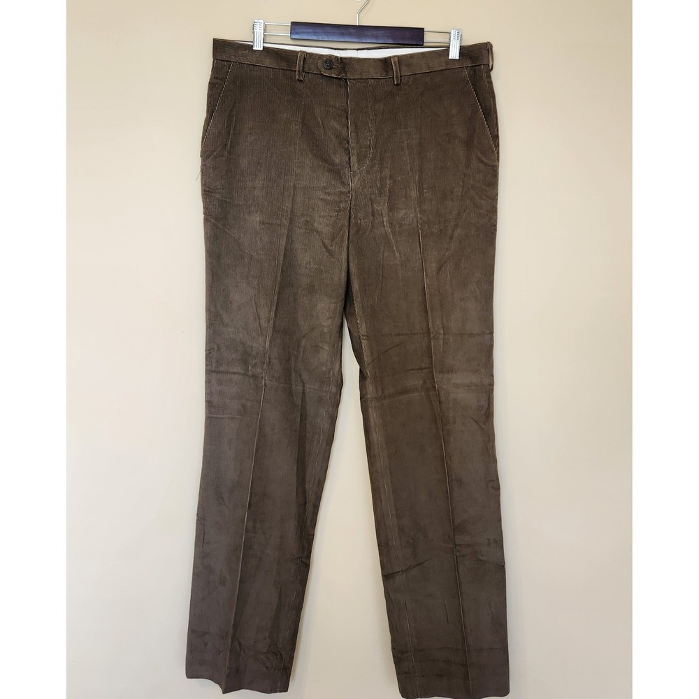Lauren Ralph Lauren Mens Brown Corduroy Pants 36X34 Straight‎ Leg Stretch Cotton